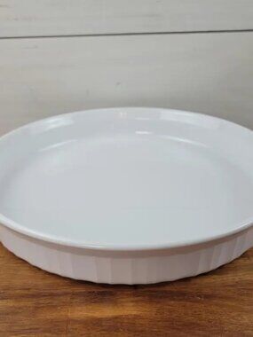 Corning Ware French White Vintage 10" Pie Quiche Dish F-3-B PYROCERAM Glass